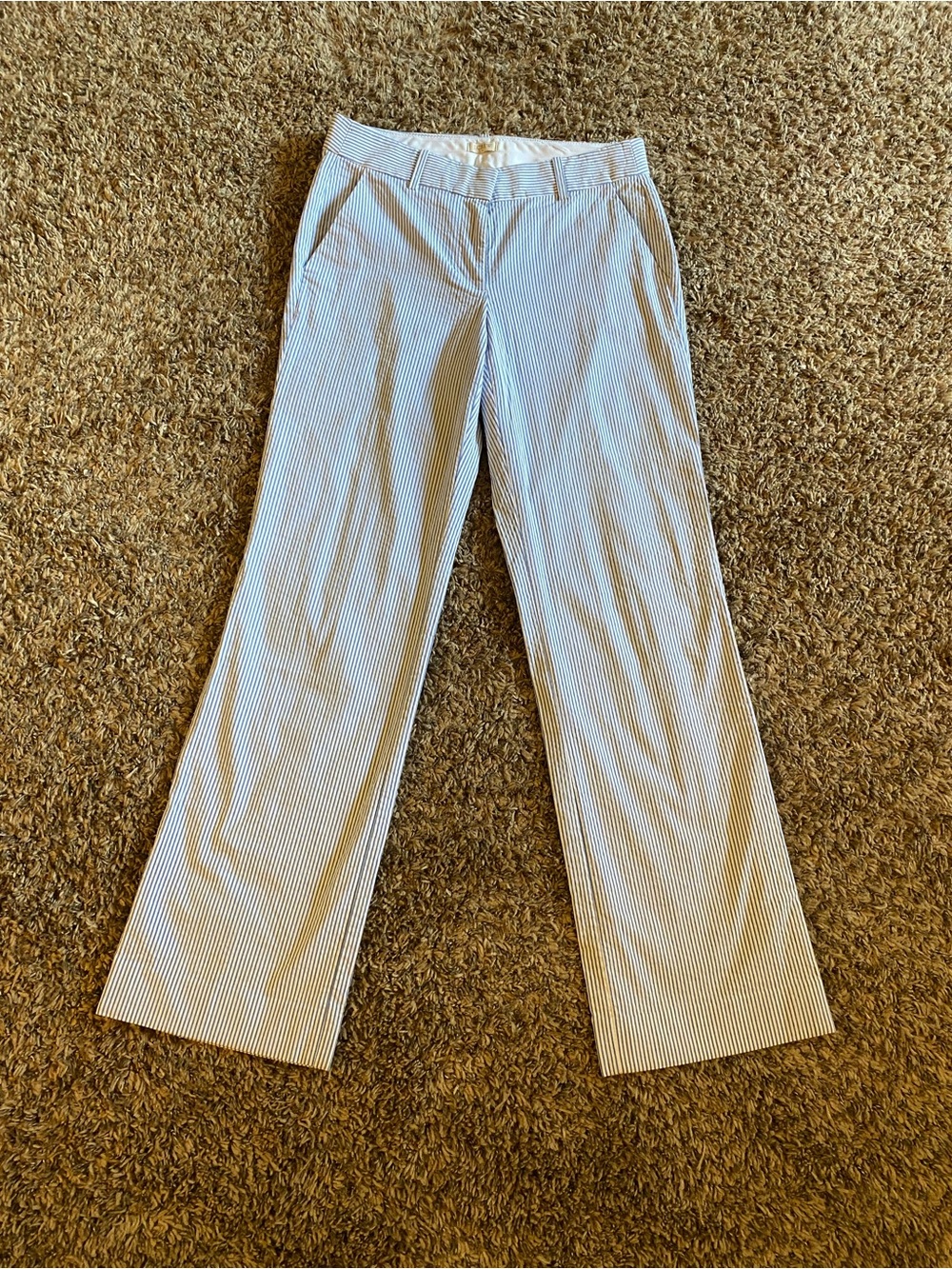 J Crew Factory Blue Pinstripe Bootcut Trousers Size 2